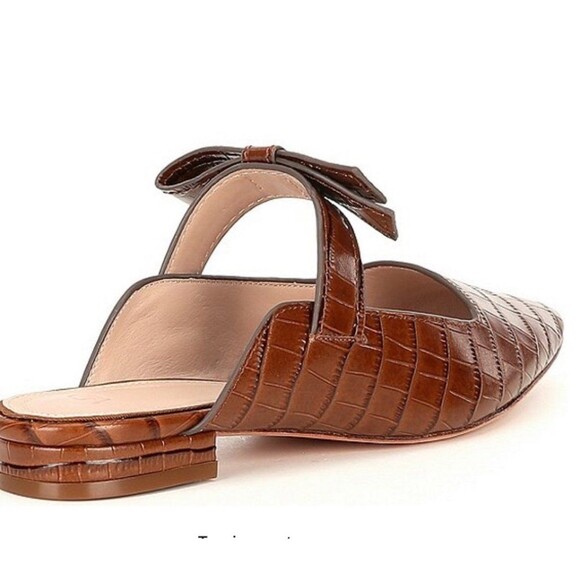 Ad & Daughters Jemma Croc Embossed Brown Leather Mules Size 7.5 EUC - Picture 3 of 13